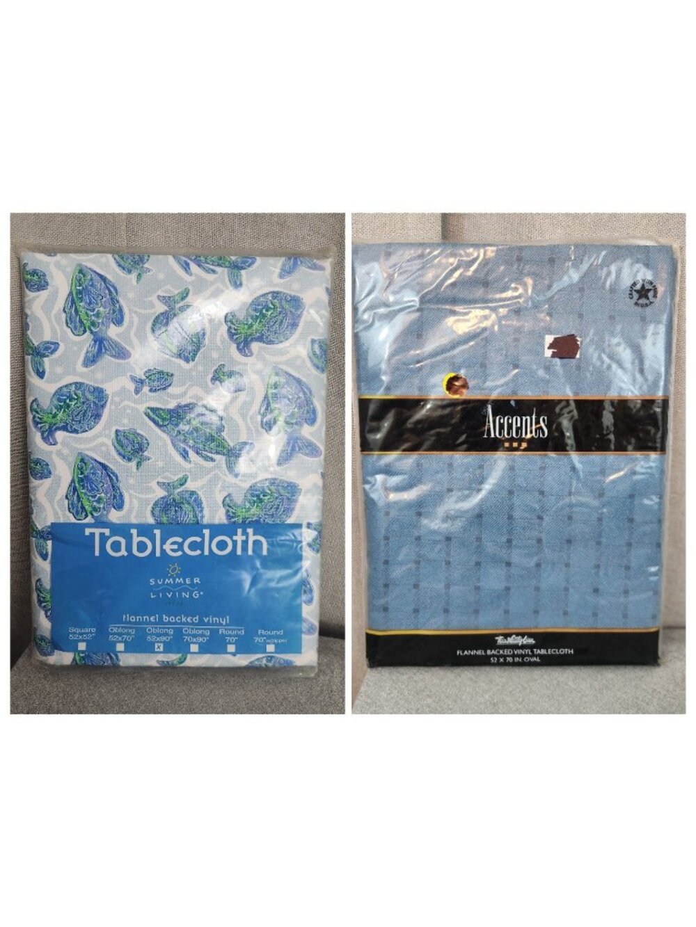 Summer Living Blue Flannel Backed Vinyl Tablecloth 1pc 52" x 90" Oblong NEW Oval - Picture 1 of 7